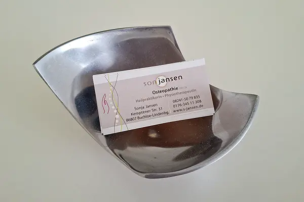 Visitenkarten Praxis für Osteopathie in Lindenberg bei Buchloe